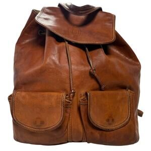Vintage Pollini Bucket Bag Backpack Brown Leather Made in Italy